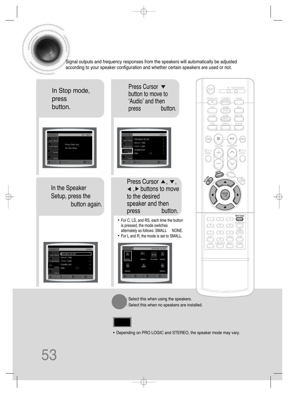 Setting the speaker mode | Samsung HT-DS630T User Manual | Page 54 / 76