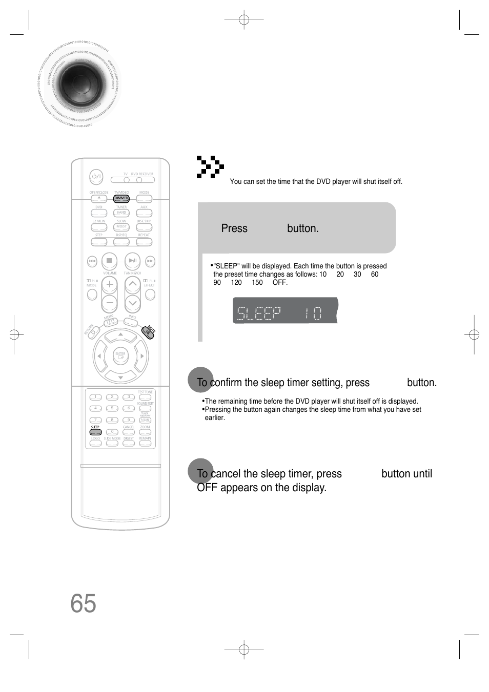 Miscellaneous, Convenient functions, 65 convenient functions | Sleep timer function | Samsung HT-DS630T User Manual | Page 66 / 76