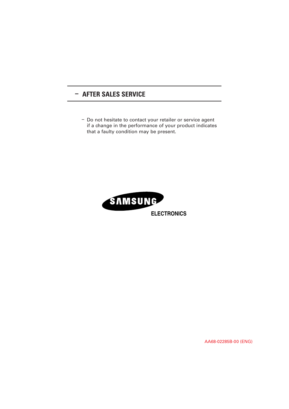 After sales service | Samsung DS-21G5 User Manual | Page 48 / 48