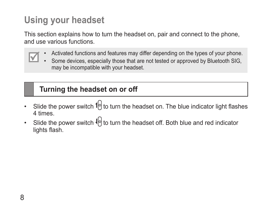 Using.your.headset | Samsung GH68-22914A User Manual | Page 11 / 39