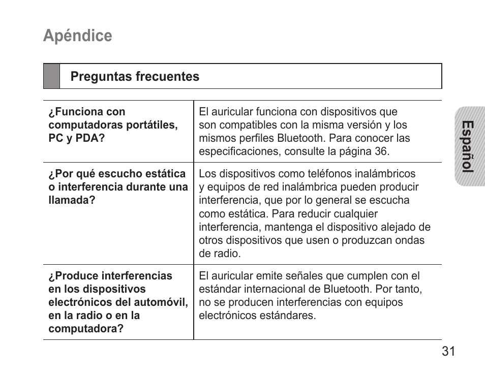 Apéndice, Español | Samsung GH68-22914A User Manual | Page 34 / 39