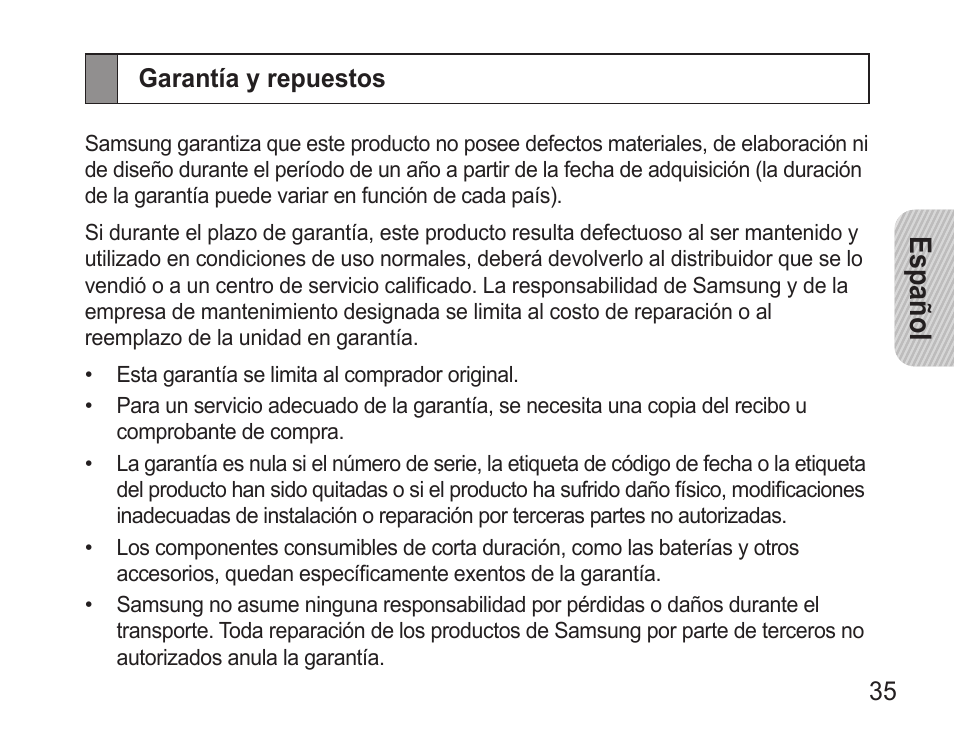Español | Samsung GH68-22914A User Manual | Page 38 / 39
