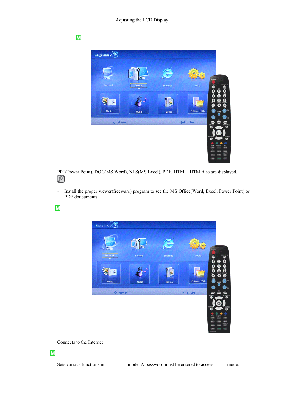 Office / html, Internet, Setup | Samsung 400MPN User Manual | Page 105 / 130