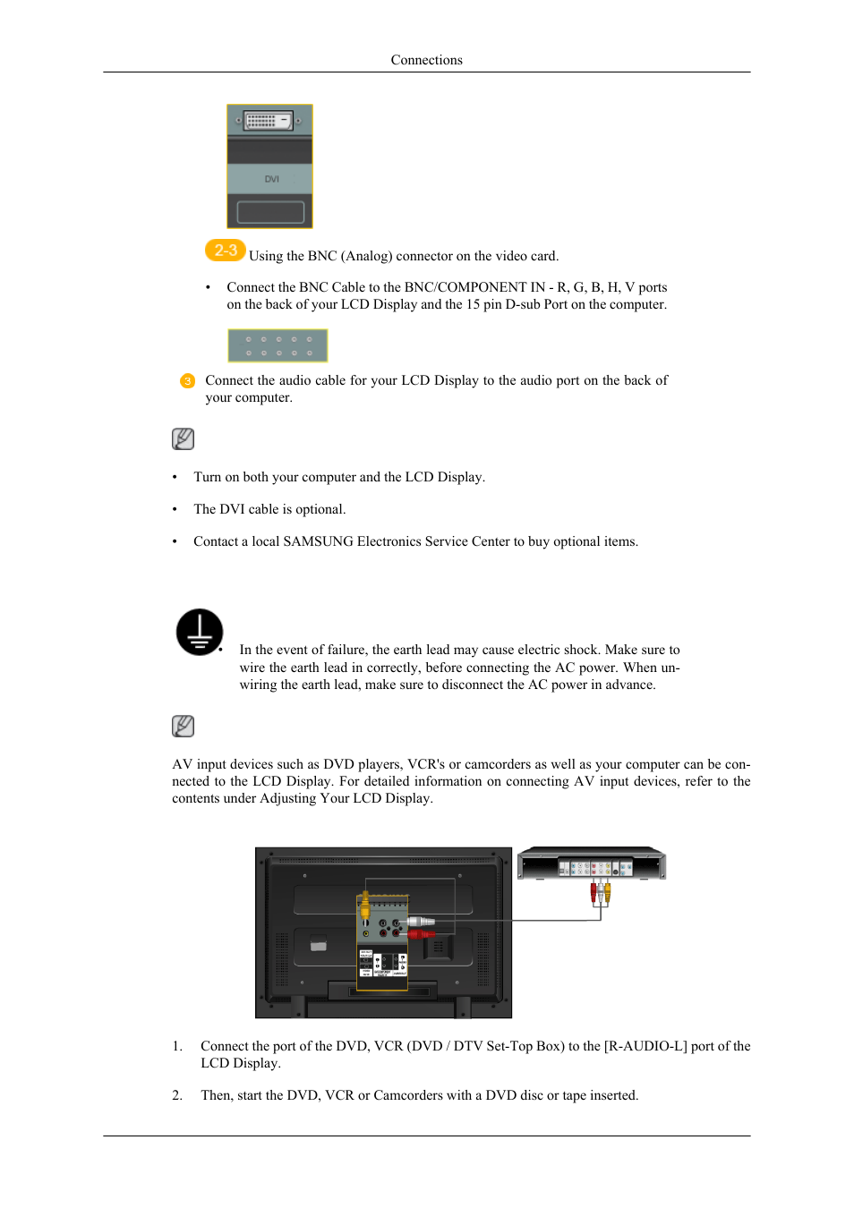 Connecting to other devices, Connecting av devices | Samsung 400MPN User Manual | Page 33 / 130