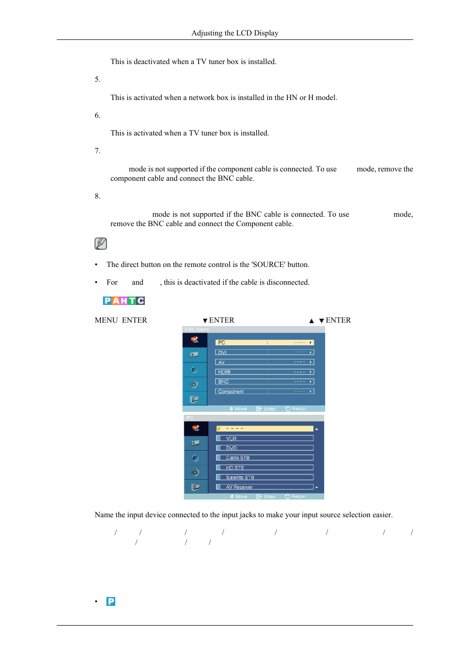 Edit name, Picture [pc / bnc / dvi / magicinfo mode | Samsung 400MPN User Manual | Page 71 / 130