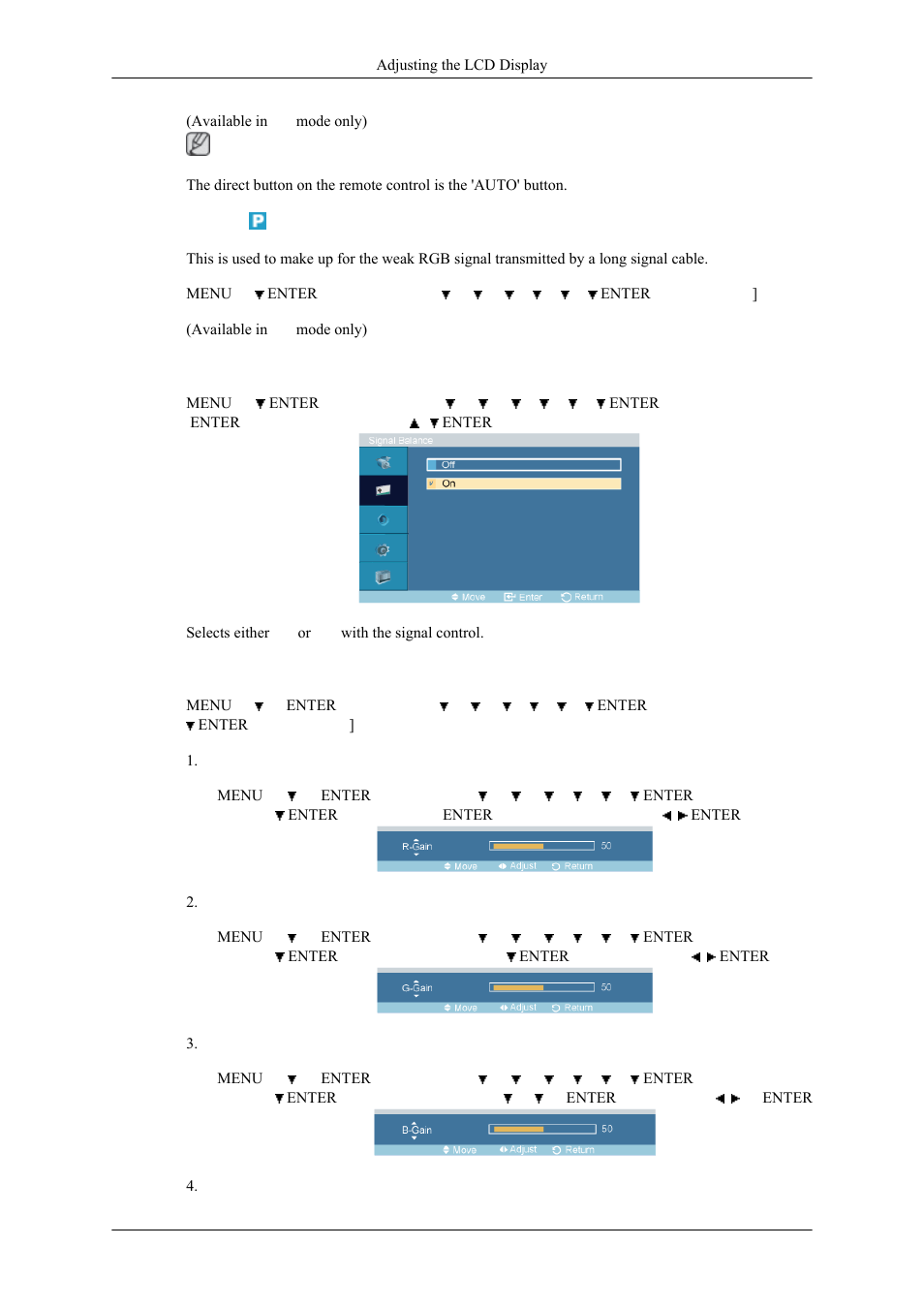 Signal balance, Signal control | Samsung 400MPN User Manual | Page 76 / 130