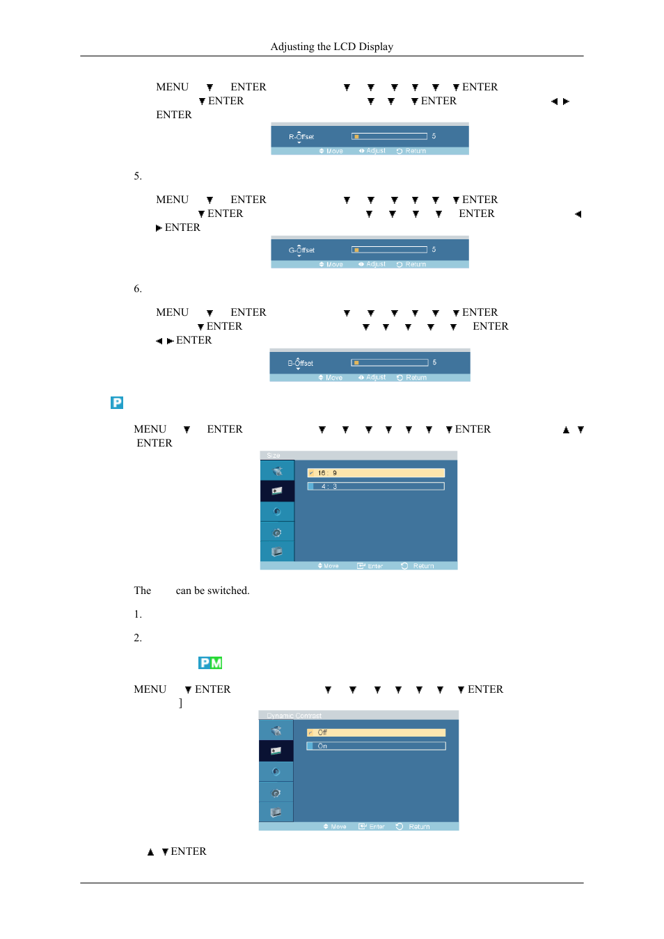 Size, Dynamic contrast | Samsung 400MPN User Manual | Page 77 / 130