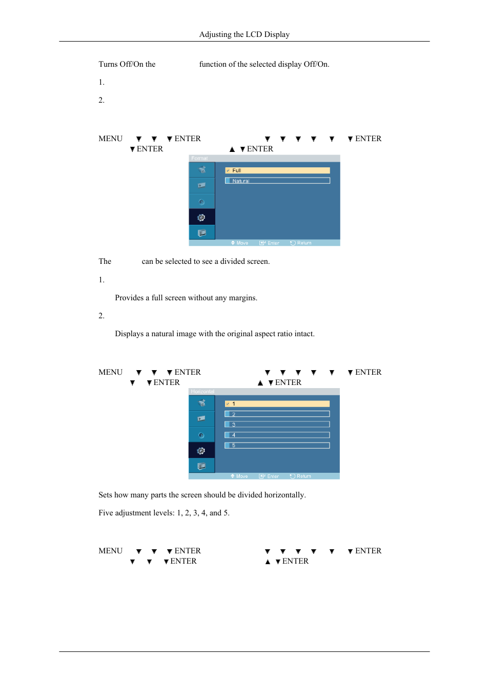 Format, Horizontal, Vertical | Samsung 400MPN User Manual | Page 89 / 130
