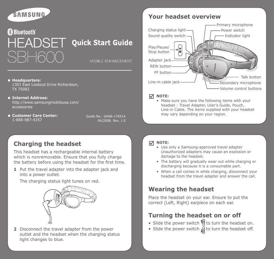 Samsung GH68-17651A User Manual | 2 pages