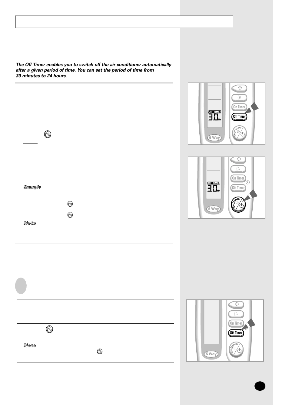 Setting the off timer | Samsung AMF09C2E User Manual | Page 17 / 24