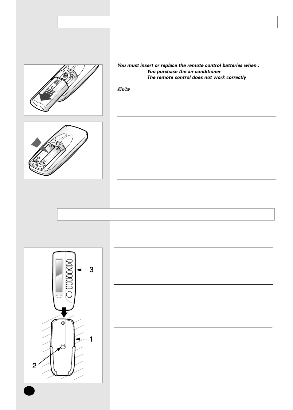 Inserting the remote control batteries, Installing the remote controller holder | Samsung AMF09C2E User Manual | Page 8 / 24