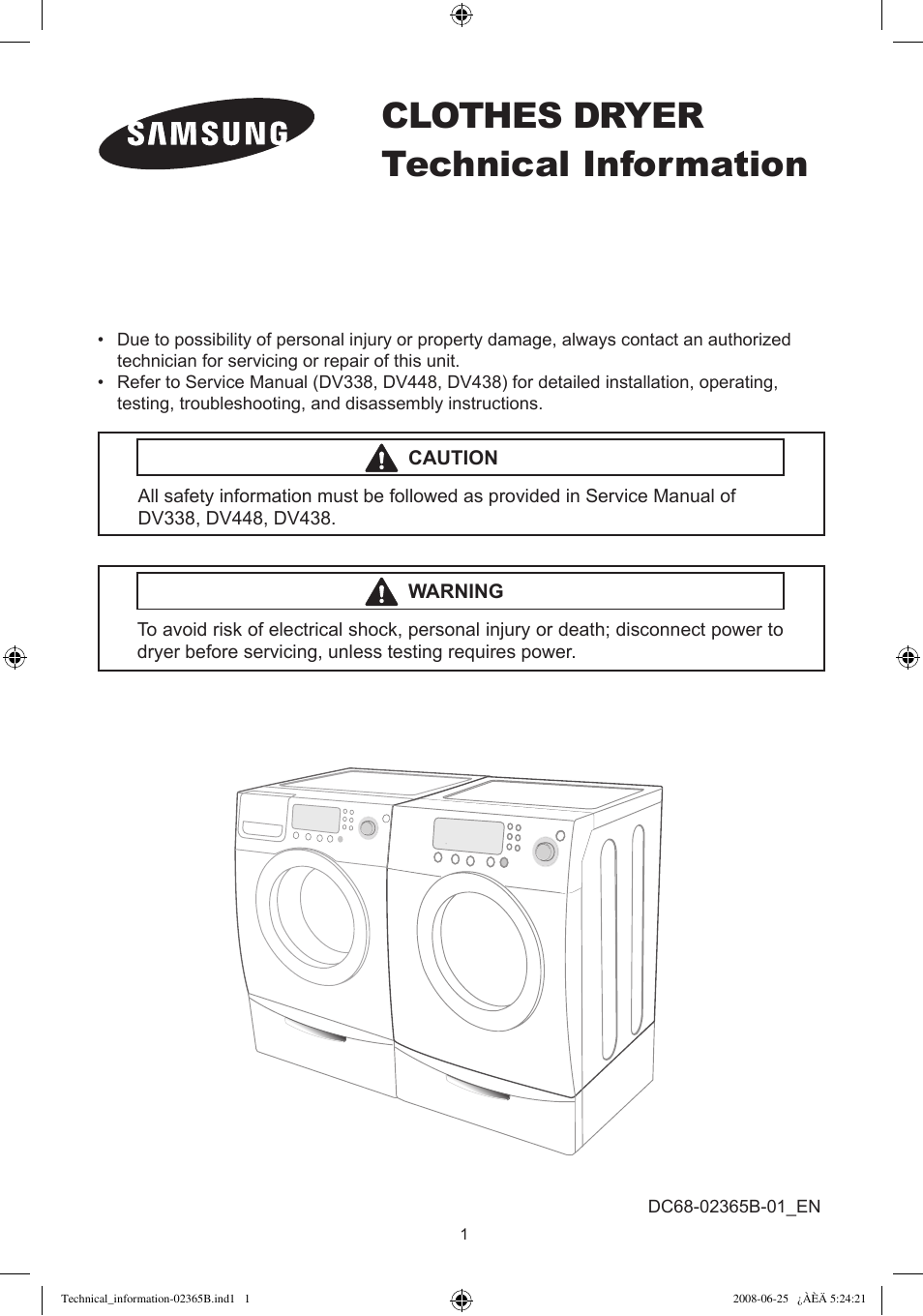 Samsung DV438. User Manual | 12 pages