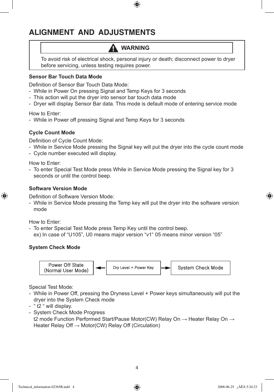 Alignment and adjustments | Samsung DV438. User Manual | Page 4 / 12