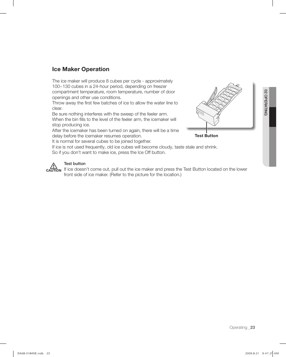 Ice maker operation | Samsung RF217AB User Manual | Page 23 / 34