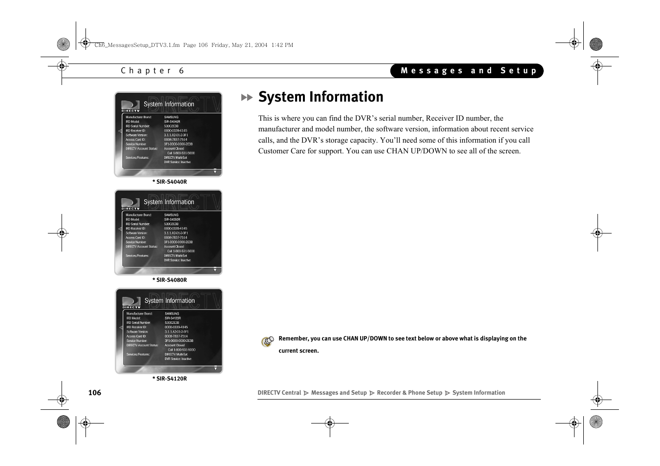 System information | Samsung SIR-S4080R User Manual | Page 115 / 175