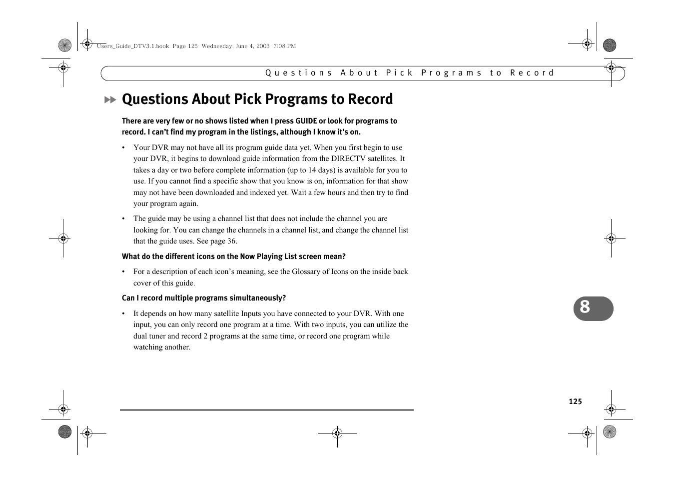 Questions about pick programs to record | Samsung SIR-S4080R User Manual | Page 134 / 175