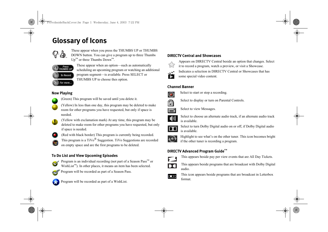 Glossary of icons | Samsung SIR-S4080R User Manual | Page 174 / 175