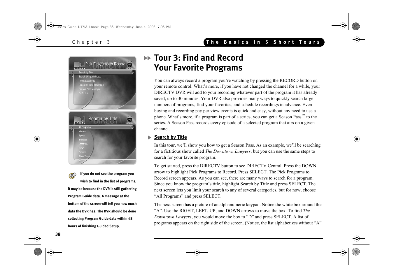 Tour 3: find and record your favorite programs | Samsung SIR-S4080R User Manual | Page 47 / 175