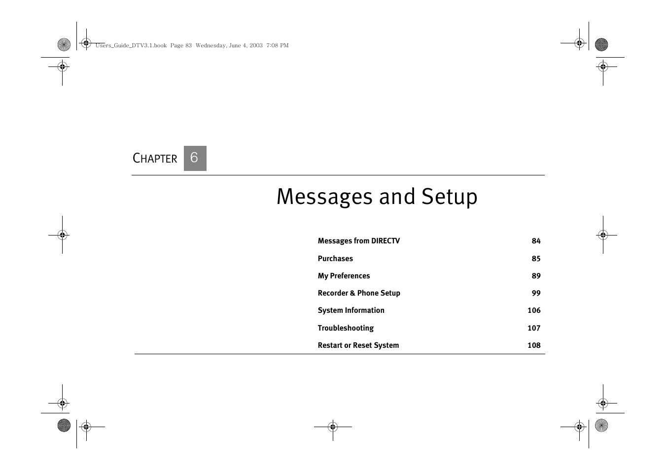 Chapter 6 messages and setup, Messages and setup | Samsung SIR-S4080R User Manual | Page 92 / 175