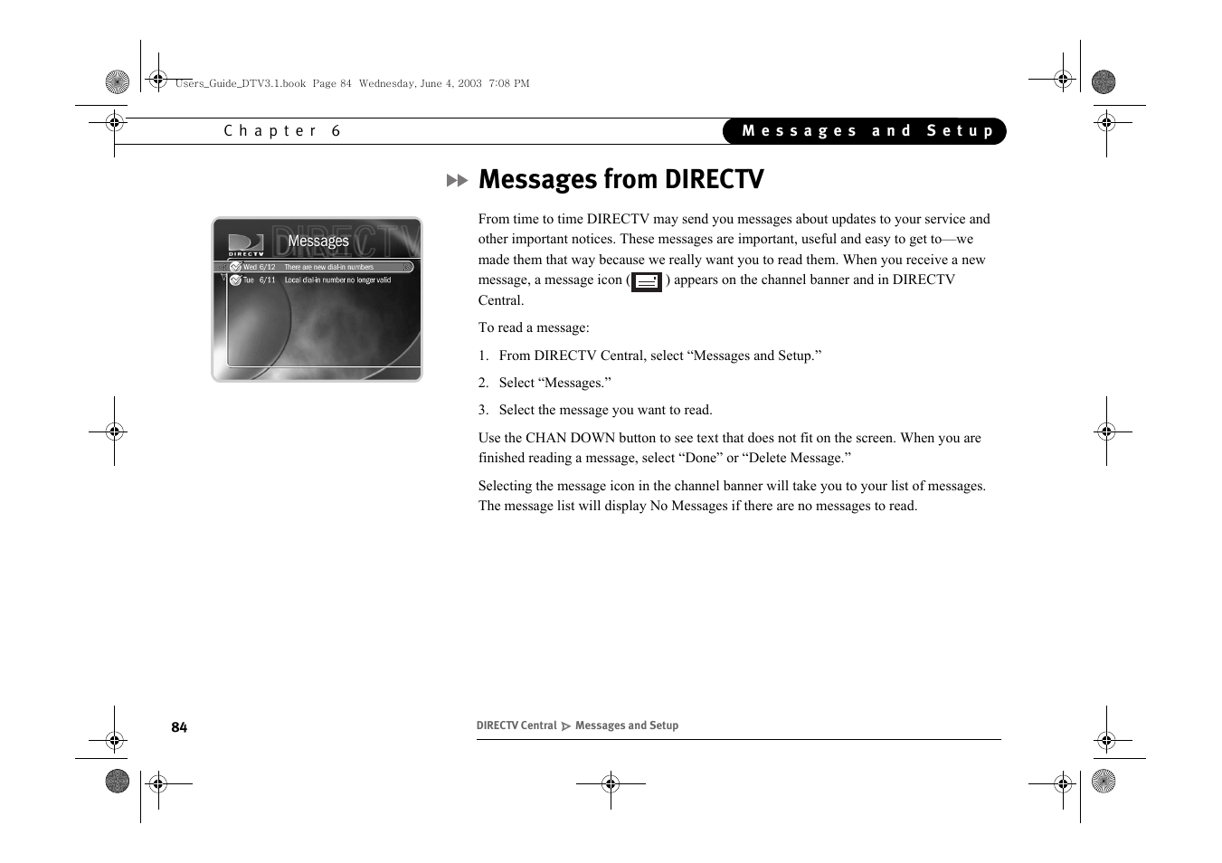 Messages from directv | Samsung SIR-S4080R User Manual | Page 93 / 175