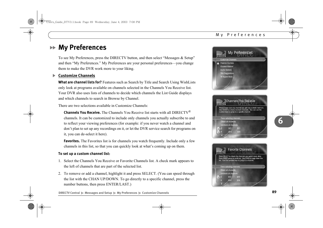 My preferences | Samsung SIR-S4080R User Manual | Page 98 / 175