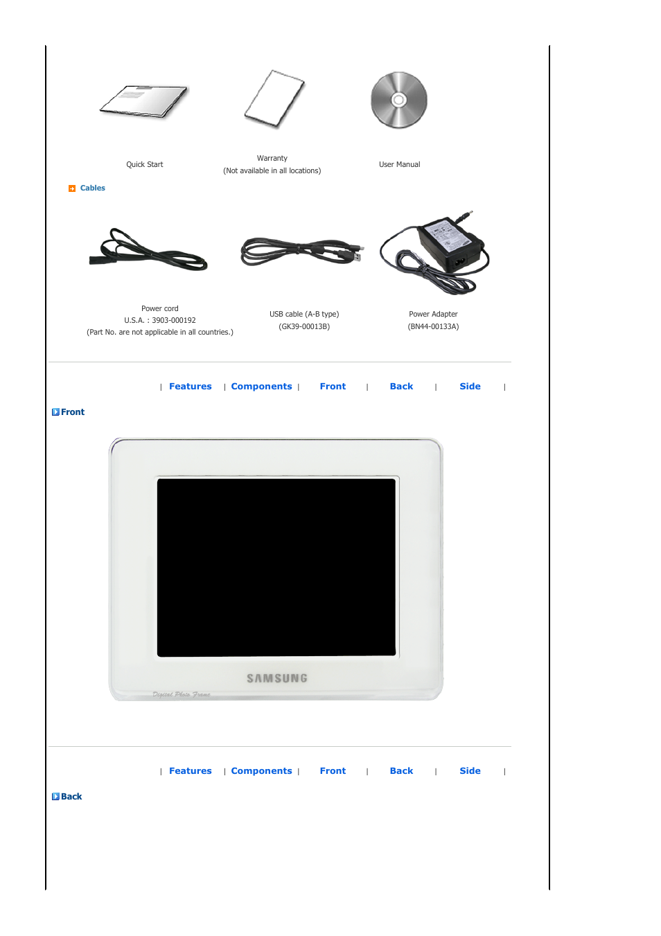 Back | Samsung SPF-83H User Manual | Page 8 / 27