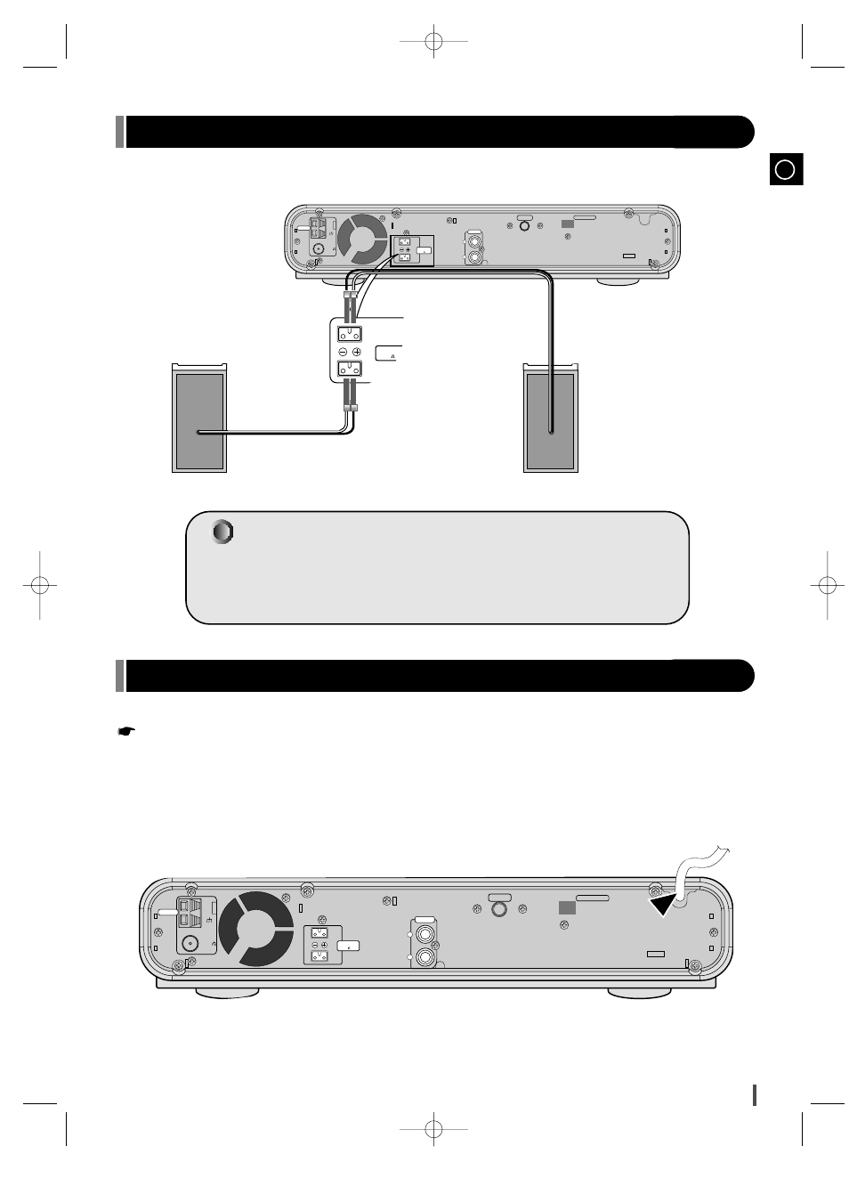 Speaker connection, Connecting your system to the power supply, Directions in installing speaker | Samsung EV-1S User Manual | Page 7 / 23