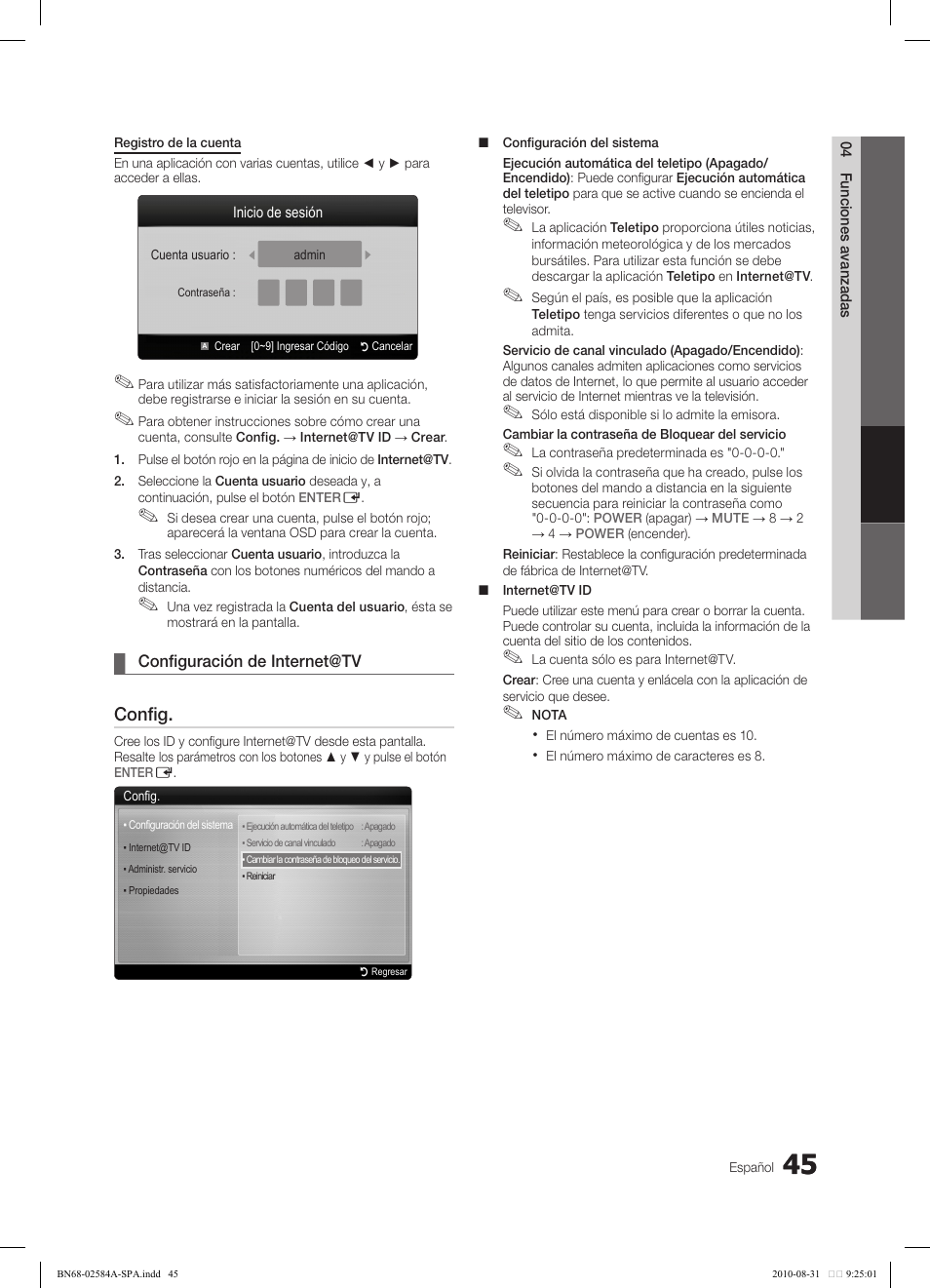Config | Samsung 750 User Manual | Page 105 / 184