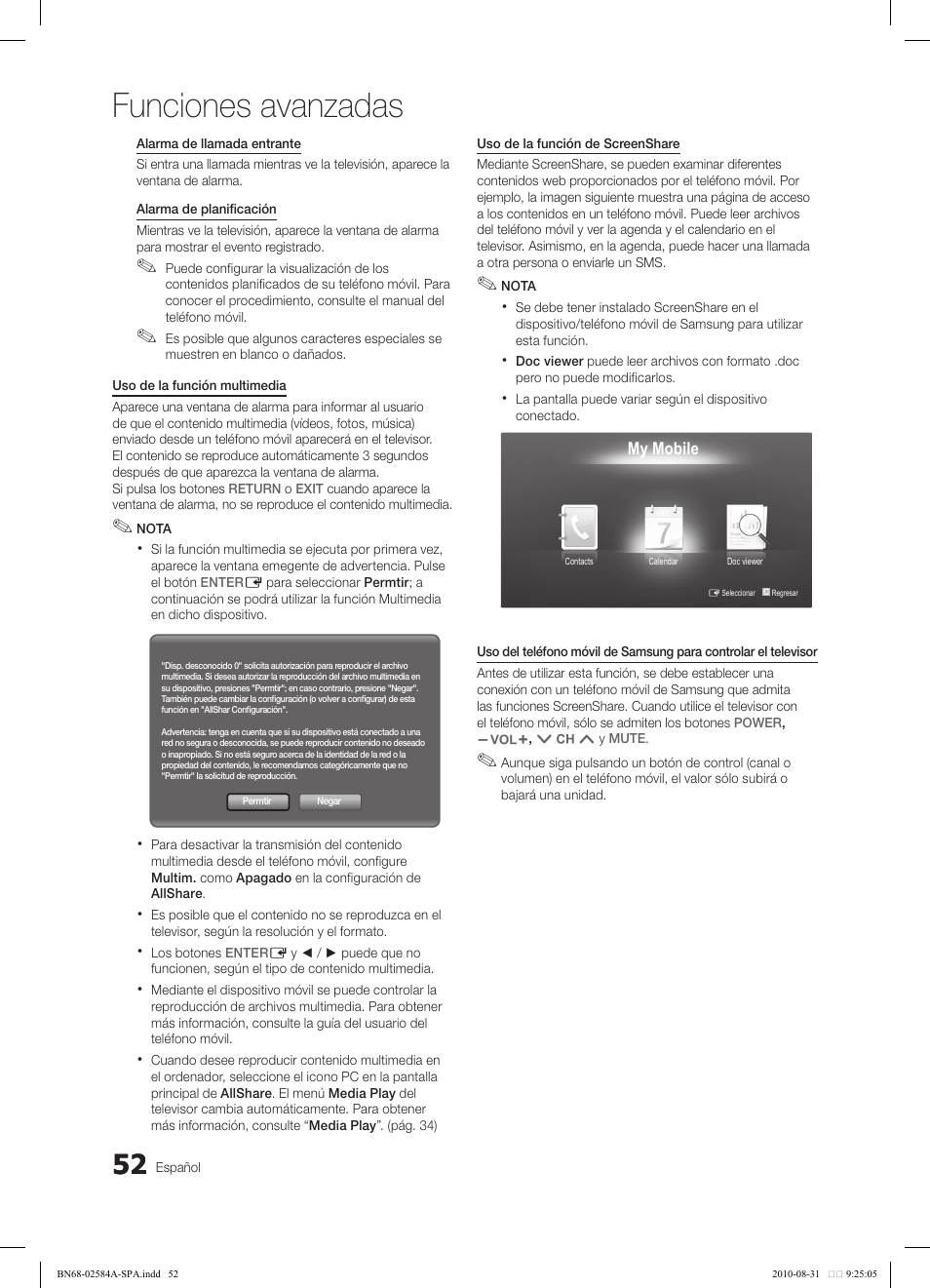 Funciones avanzadas | Samsung 750 User Manual | Page 112 / 184