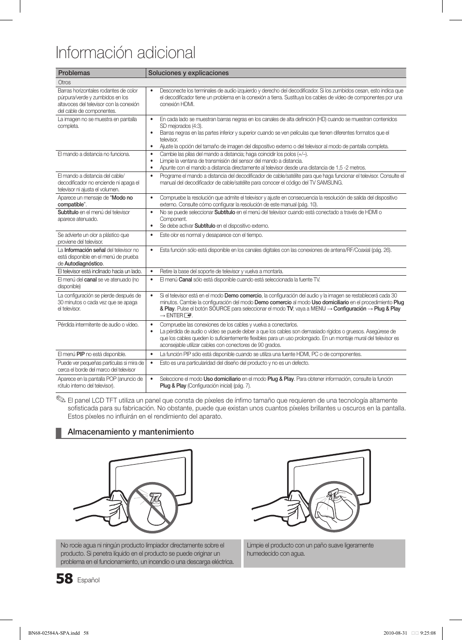 Información adicional, Almacenamiento y mantenimiento | Samsung 750 User Manual | Page 118 / 184