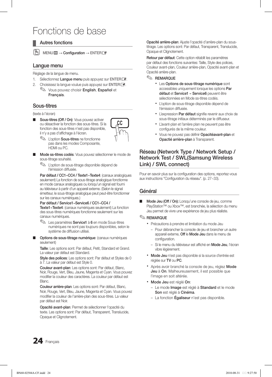 Fonctions de base | Samsung 750 User Manual | Page 146 / 184