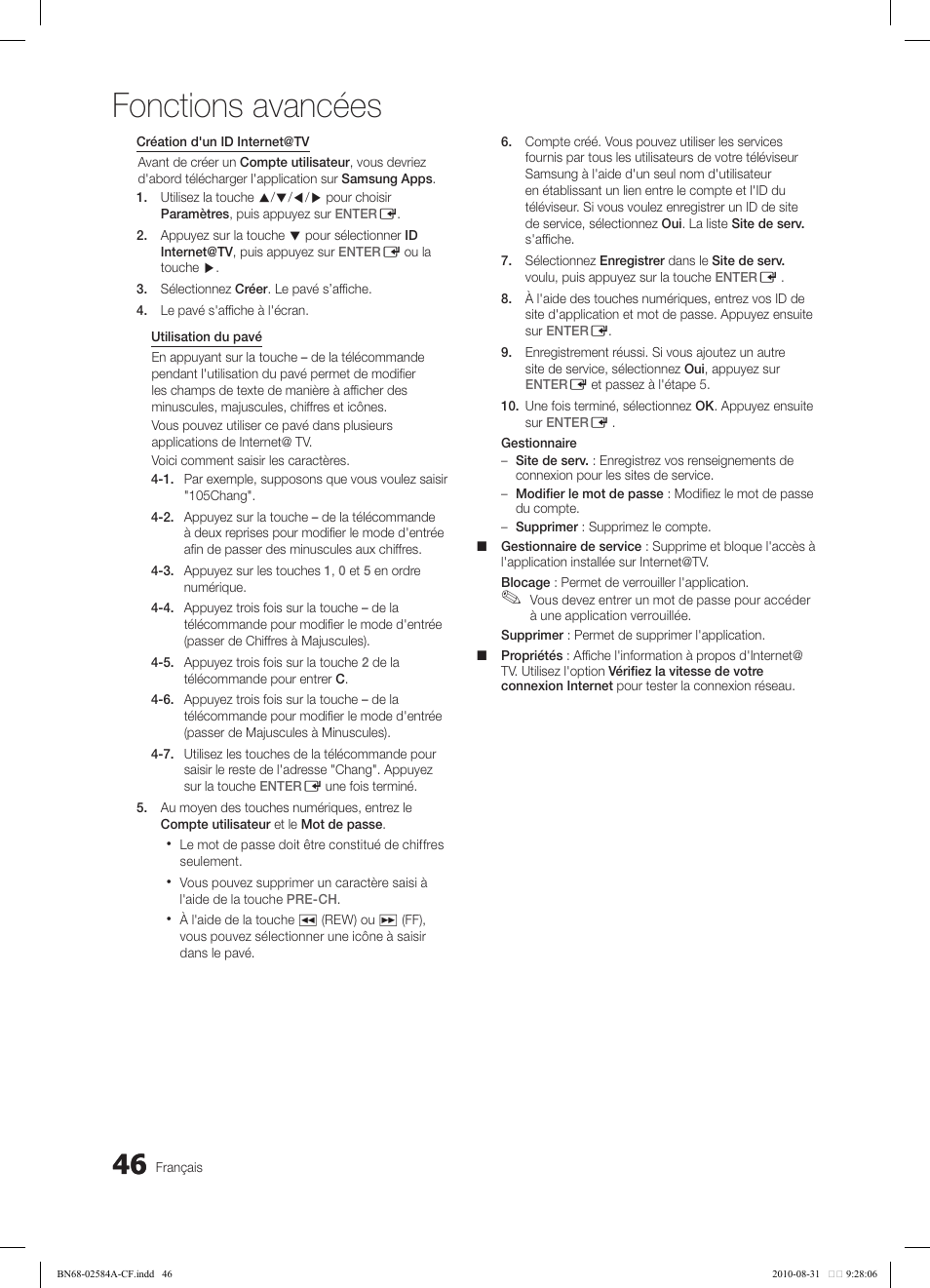 Fonctions avancées | Samsung 750 User Manual | Page 168 / 184