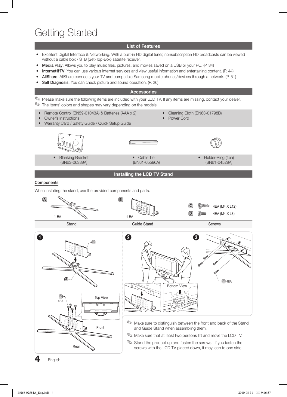 Getting started | Samsung 750 User Manual | Page 4 / 184