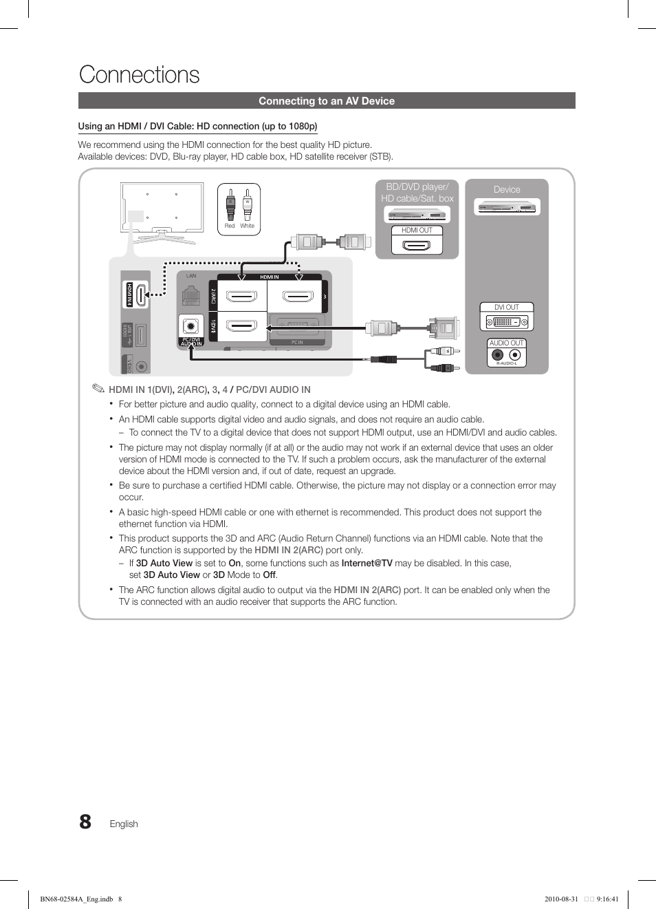Connections | Samsung 750 User Manual | Page 8 / 184