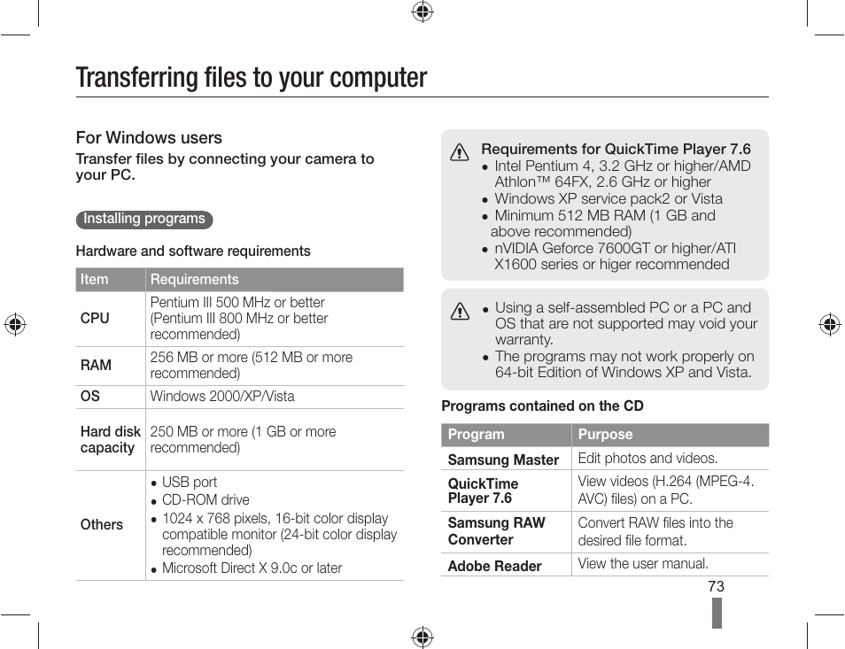 Transferring files to your computer | Samsung AD68-04519A User Manual | Page 73 / 100