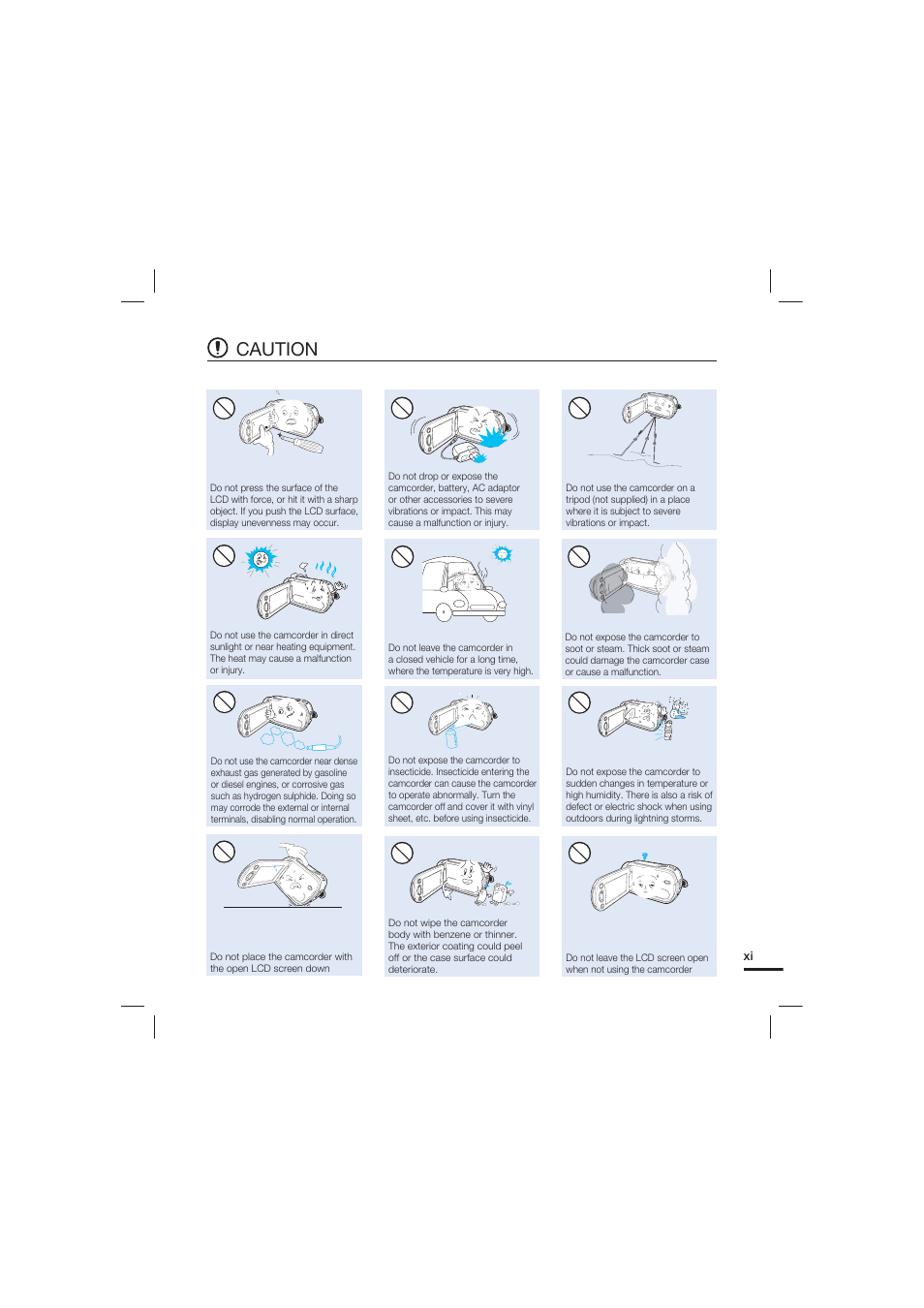 Caution | Samsung HMX-S10 User Manual | Page 11 / 165