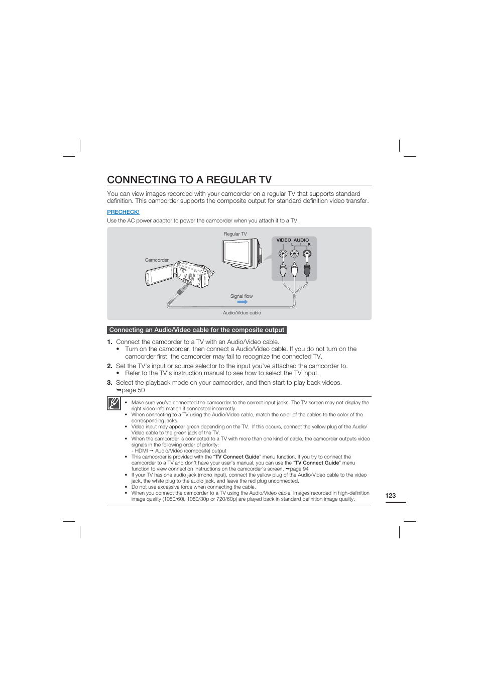 Connecting to a regular tv | Samsung HMX-S10 User Manual | Page 133 / 165