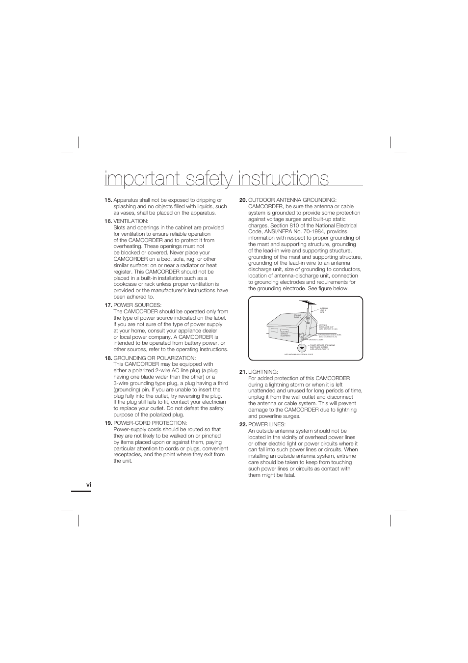 Important safety instructions | Samsung HMX-S10 User Manual | Page 6 / 165