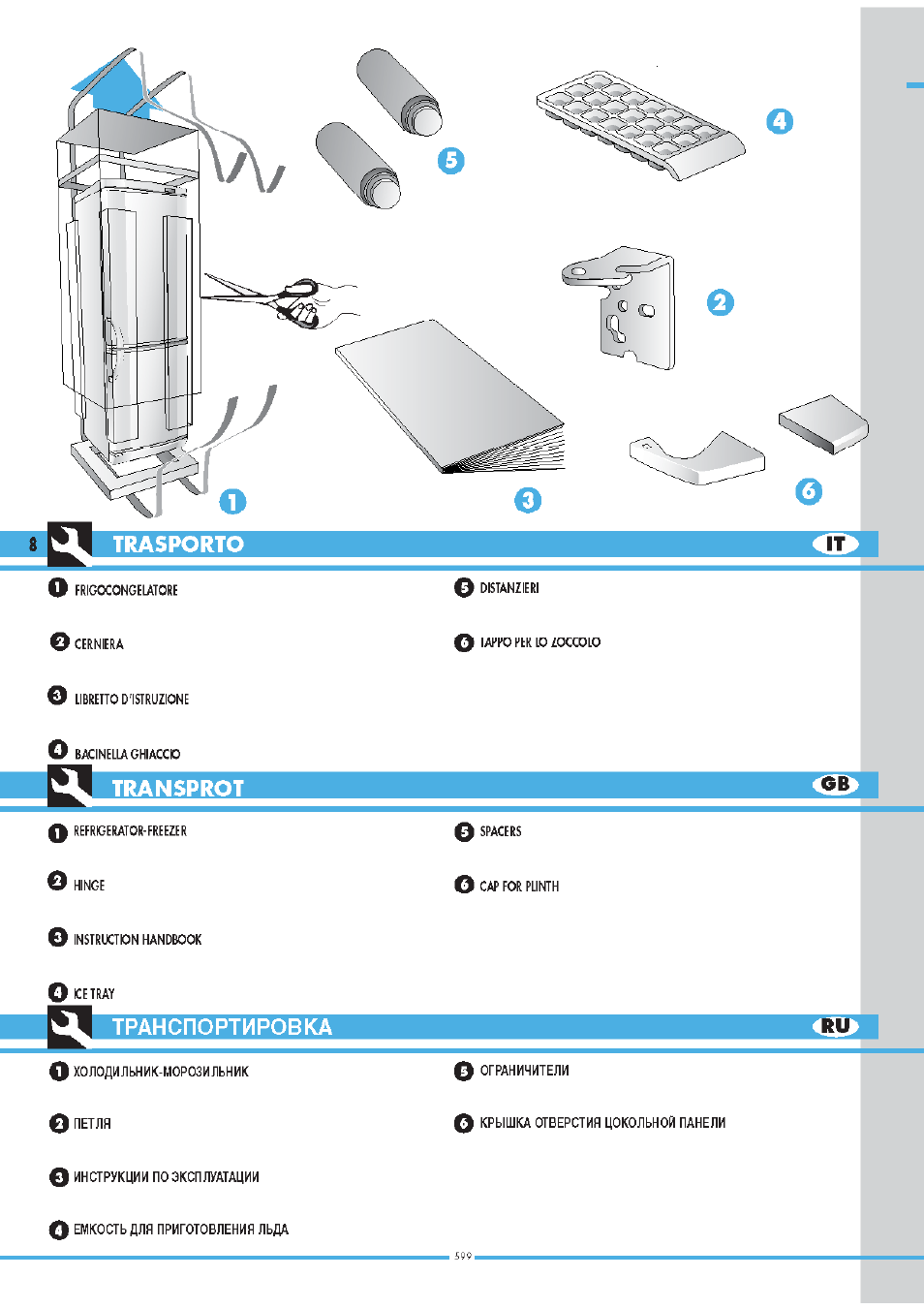 Trasporto, Transprot, Транспортировка | Ardo COF2110SAX User Manual | Page 8 / 44