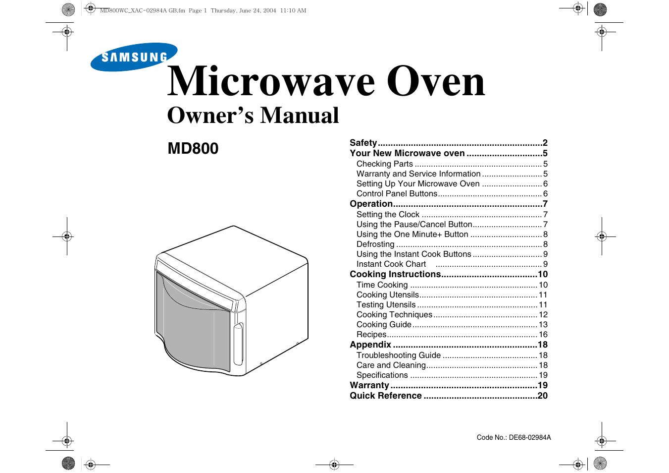 Samsung MD800 User Manual | 20 pages