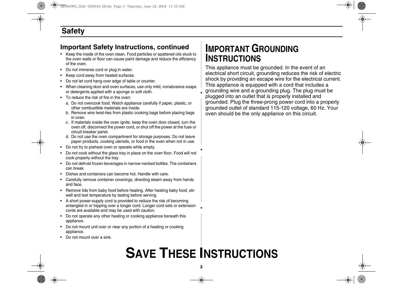 Hese, Nstructions, Mportant | Rounding | Samsung MD800 User Manual | Page 3 / 20