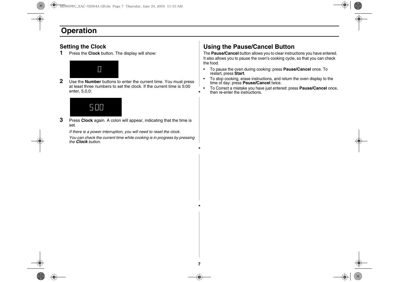 Operation | Samsung MD800 User Manual | Page 7 / 20