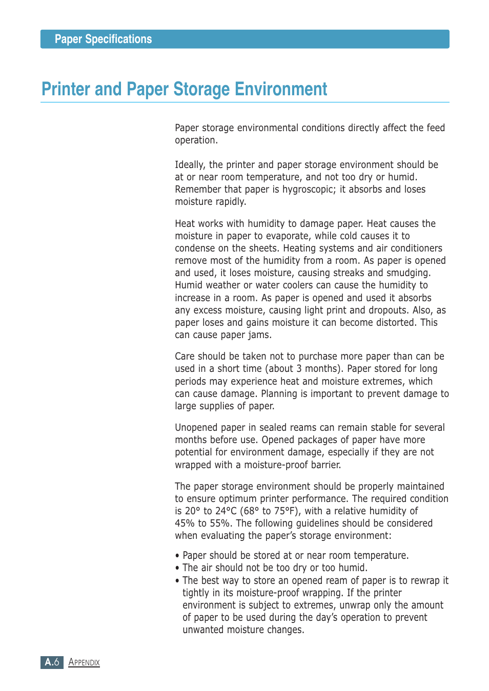Printer and paper storage environment | Samsung ML-1430 User Manual | Page 117 / 143