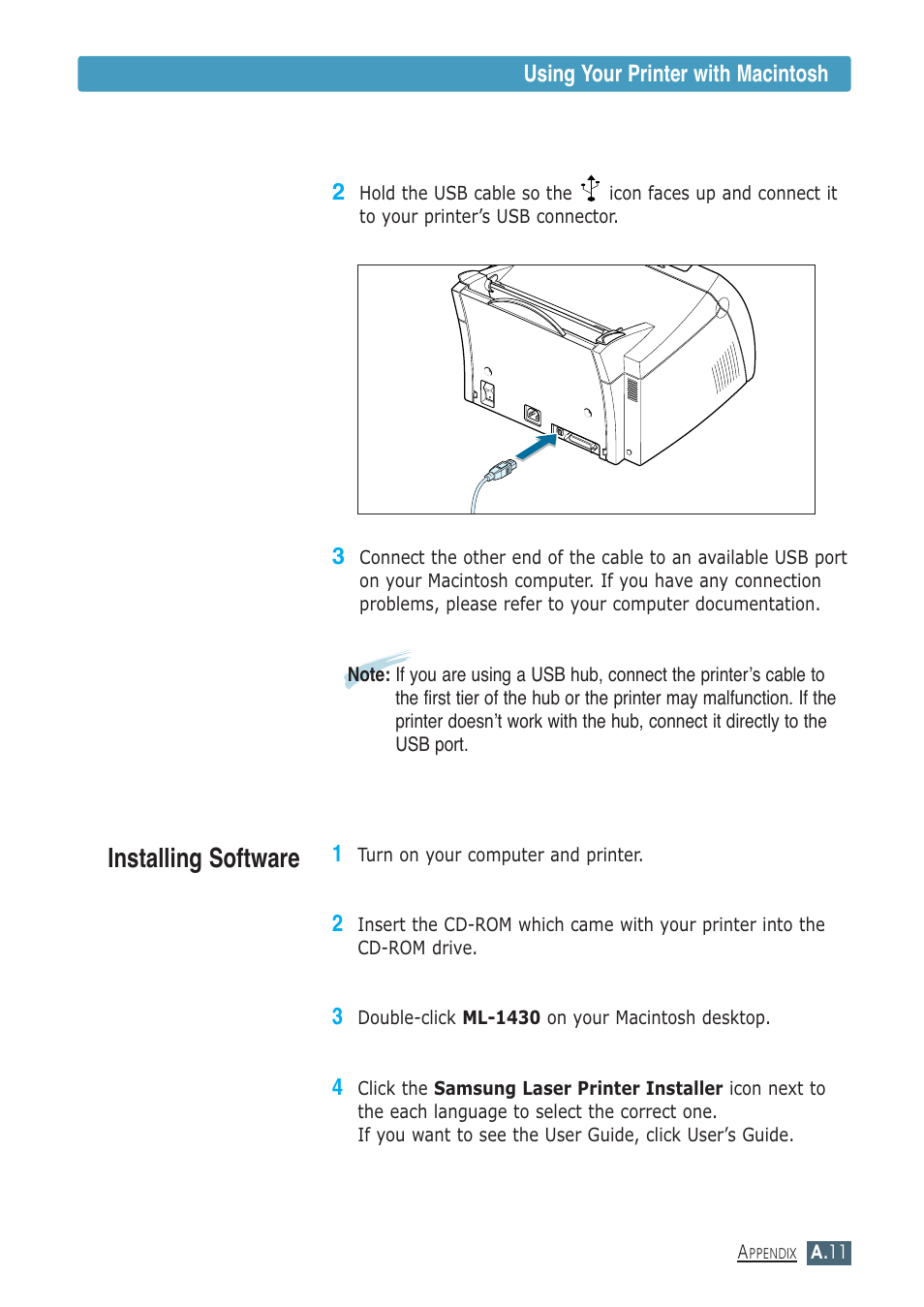 Installing software | Samsung ML-1430 User Manual | Page 122 / 143
