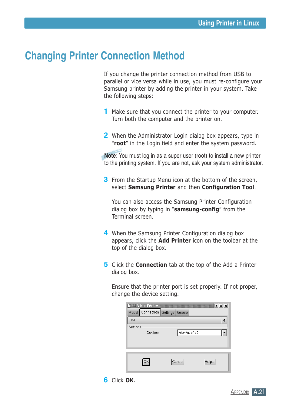 Changing printer connection method | Samsung ML-1430 User Manual | Page 132 / 143
