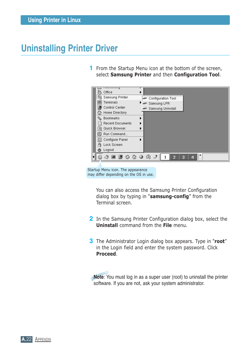 Uninstalling printer driver | Samsung ML-1430 User Manual | Page 133 / 143
