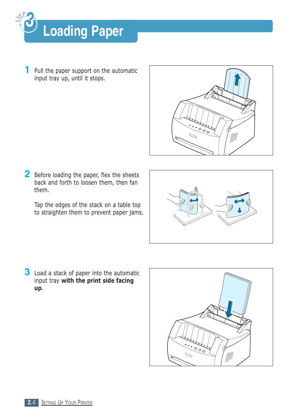 Loading paper, Step 3 : load paper | Samsung ML-1430 User Manual | Page 19 / 143