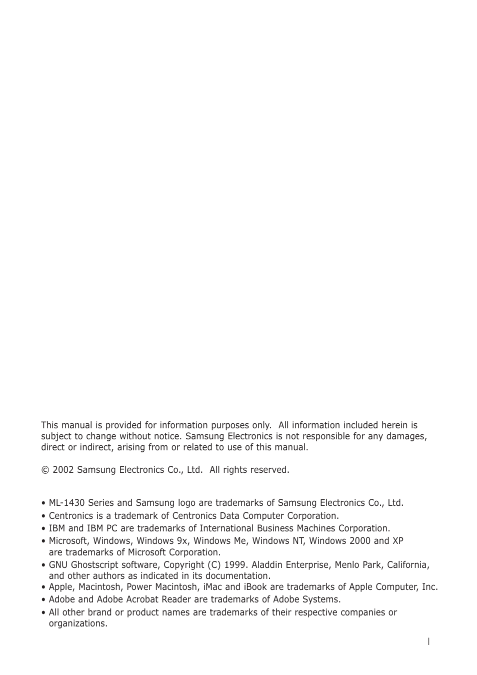 Samsung ML-1430 User Manual | Page 2 / 143