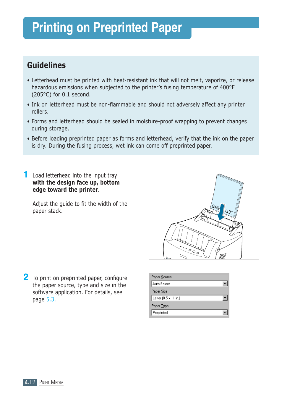 Printing on preprinted paper, Guidelines | Samsung ML-1430 User Manual | Page 51 / 143