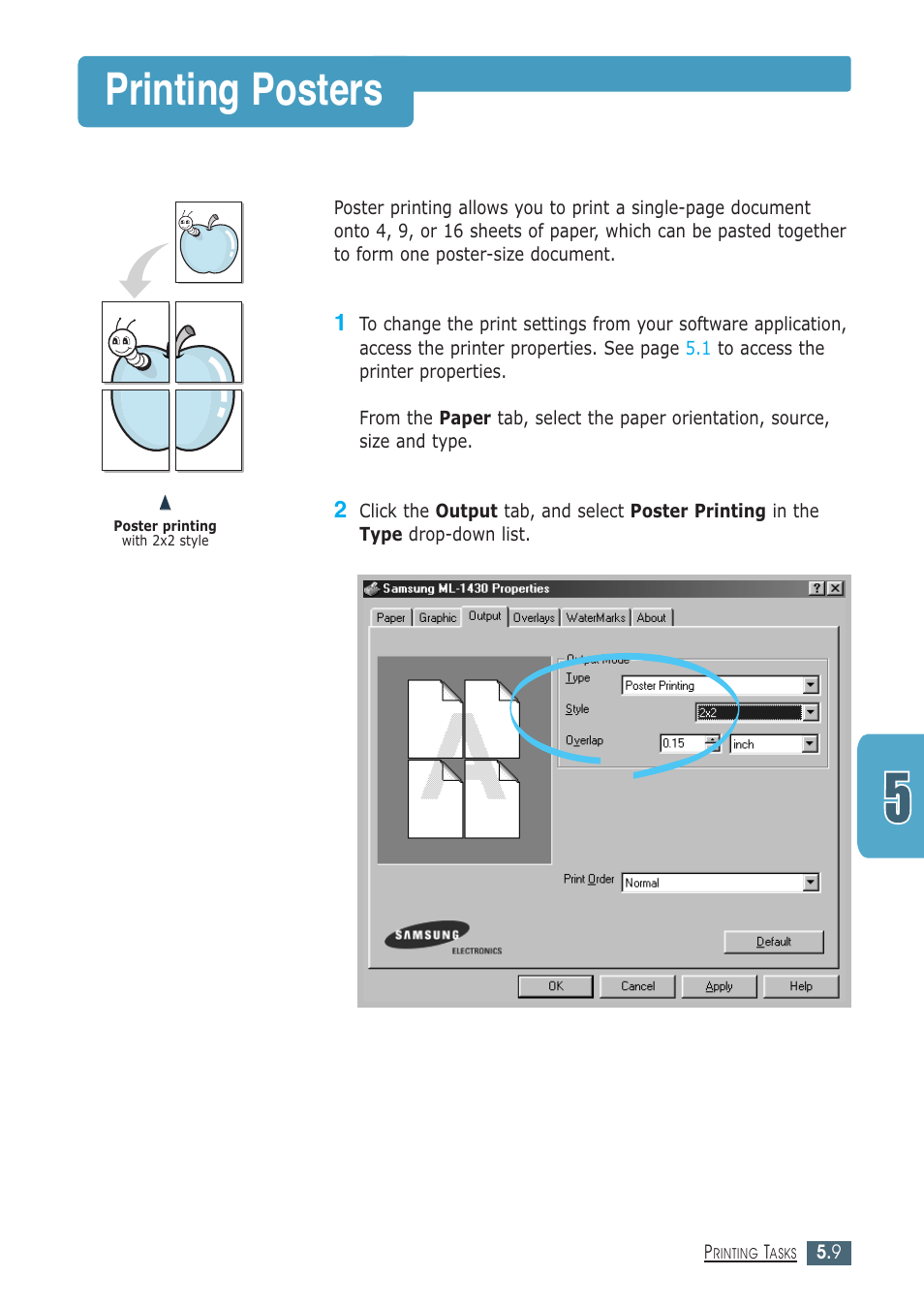 Printing posters | Samsung ML-1430 User Manual | Page 62 / 143